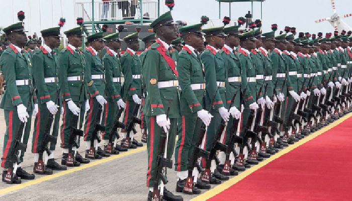 A set of Nigerian Army in a parade ground
